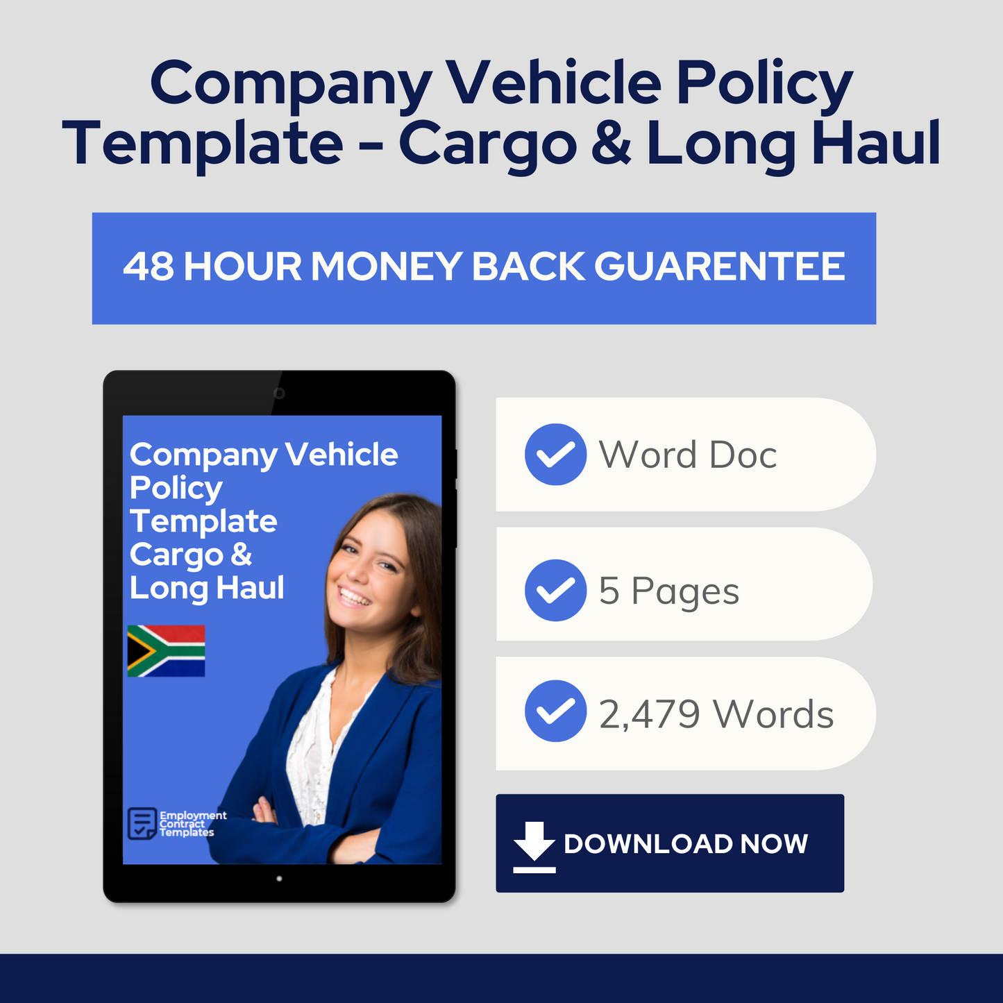 Company Vehicle Policy Template - South Africa- Cargo & Long Haul